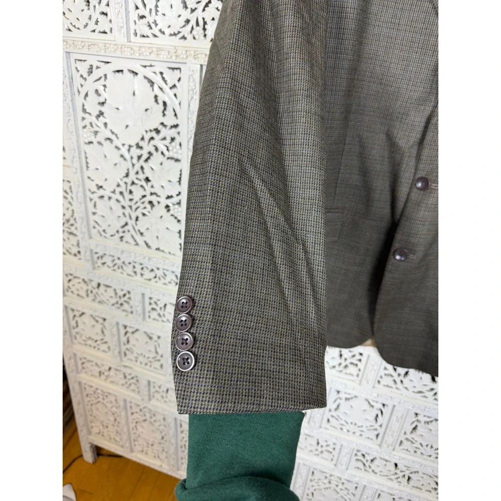 Nautica Lambswool Plaid 3 Button Blazer Mens 41R Career Academia Business‎